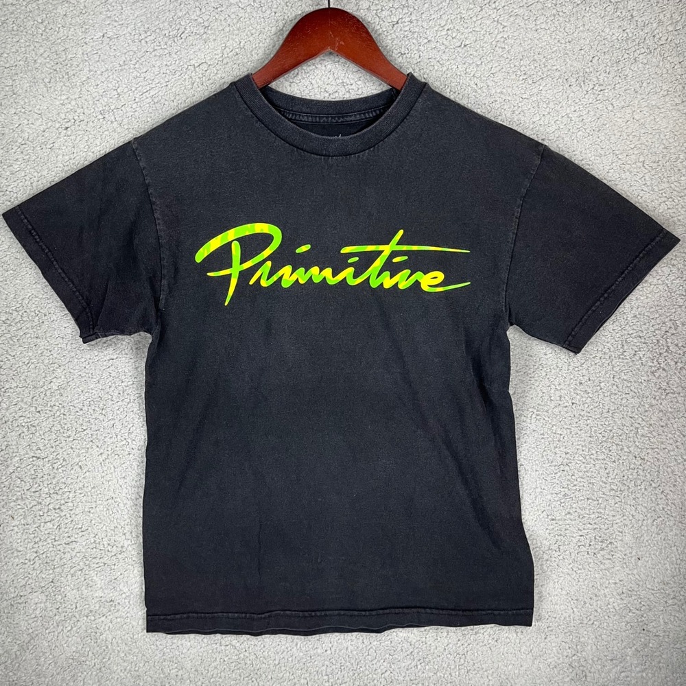 Primitive Rick and Morty Portal Graphic T-Shirt Mens Medium Black Neon Skater